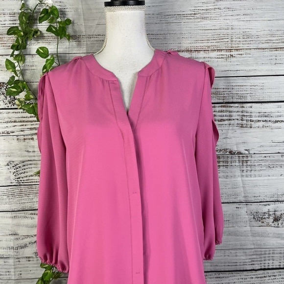 Gibson & Latimer Blouse Top size Small Rose PInk Mauve Lagenlook Wedding Modest - Picture 3 of 14